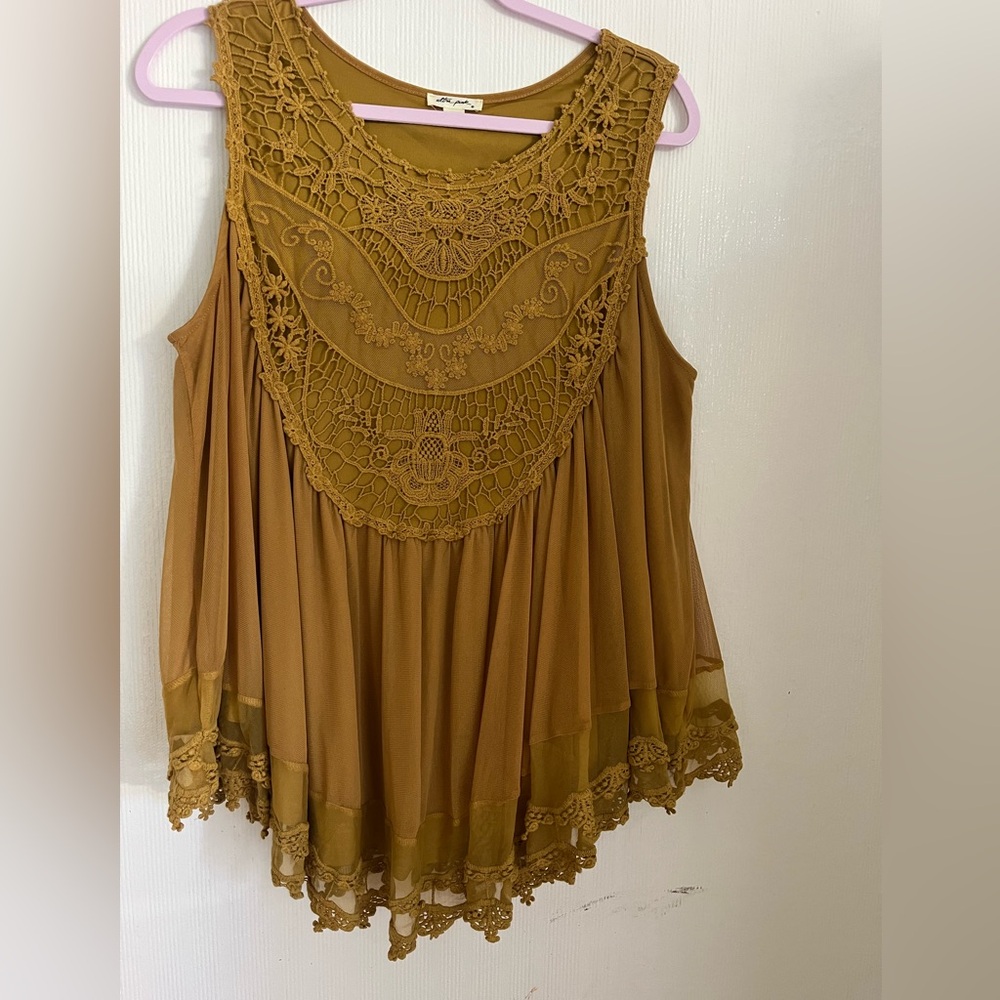 Ultra Pink Mustard Lace Blouse